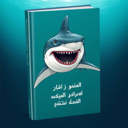 A hypothetical book cover design featuring an illustration of a fierce-looking shark, prominently displayed on the front
