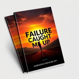 A captivating book cover design for the title 'Failure Caught Me Up' by Akinbiodun Omowumi Joy