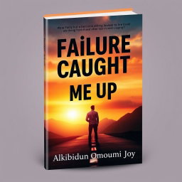 A captivating book cover design for the title 'Failure Caught Me Up' by Akinbiodun Omowumi Joy