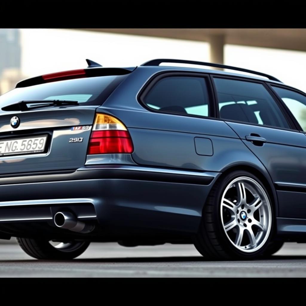 A BMW E39 Touring with a sleek, lowered roofline, showcasing its stylish BBS split rims
