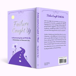 A stunning book cover design featuring a light purple color scheme, elegantly designed for the title 'Failure Caught Up With Me' by Akinbiodun Omowumi Joy