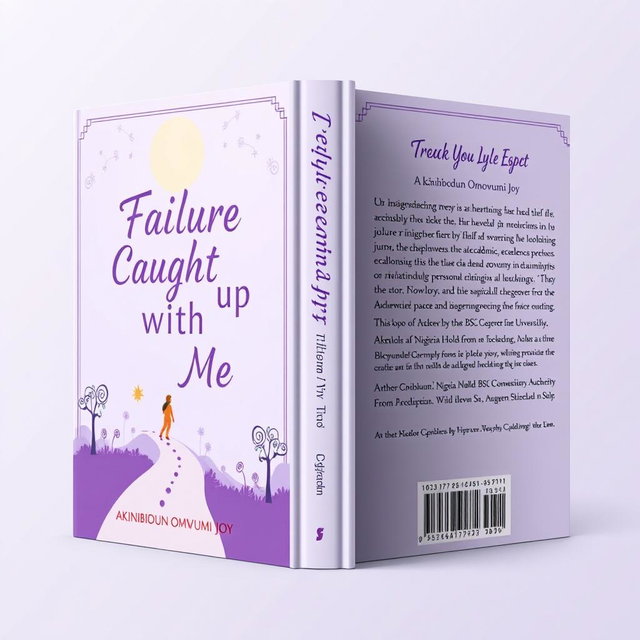 A stunning book cover design featuring a light purple color scheme, elegantly designed for the title 'Failure Caught Up With Me' by Akinbiodun Omowumi Joy
