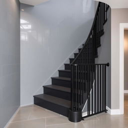 A beautifully designed indoor staircase featuring a color scheme transformation