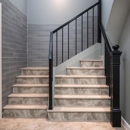 A beautifully designed indoor staircase featuring a color scheme transformation