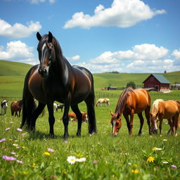 A serene landscape featuring a beautiful countryside with rolling hills and vibrant green pastures