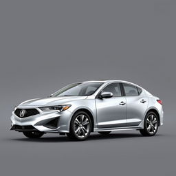 A sleek and modern silver 2020 Acura ILX showcased prominently against a soft gray background