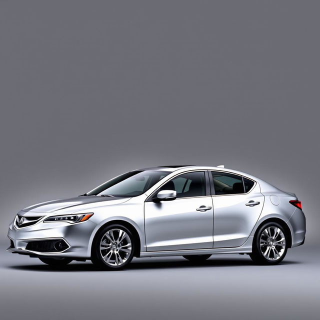 A sleek and modern silver 2020 Acura ILX showcased prominently against a soft gray background
