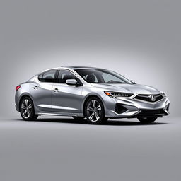 A sleek and modern silver 2020 Acura ILX showcased prominently against a soft gray background