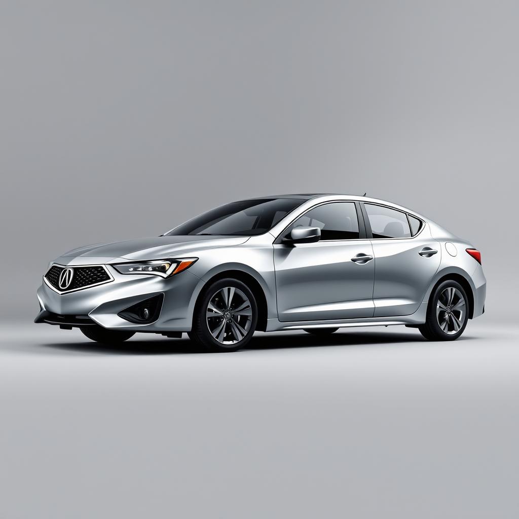 A sleek and modern silver 2020 Acura ILX displayed against a smooth gray background