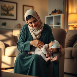 A highly detailed and realistic depiction of a living room scene bathed in soft, warm light