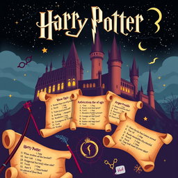 Create an engaging and visually captivating quiz about the Harry Potter series, featuring magical themes, including iconic symbols like wands, glasses, and the lightning bolt scar