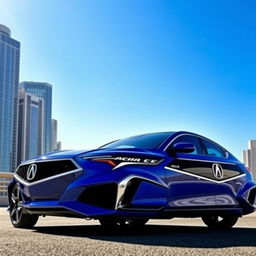 A striking blue 2025 Acura CL, now known as the CLX, showcasing its sleek and modern design