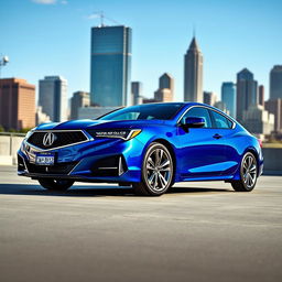 A striking blue 2025 Acura CL, now known as the CLX, showcasing its sleek and modern design