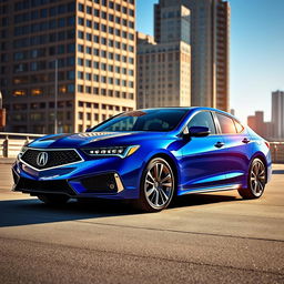 A striking blue 2025 Acura CL, now known as the CLX, showcasing its sleek and modern design