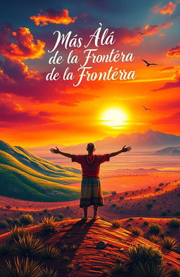 A vibrant and emotionally charged landscape depicting a vast borderland, where two worlds collide