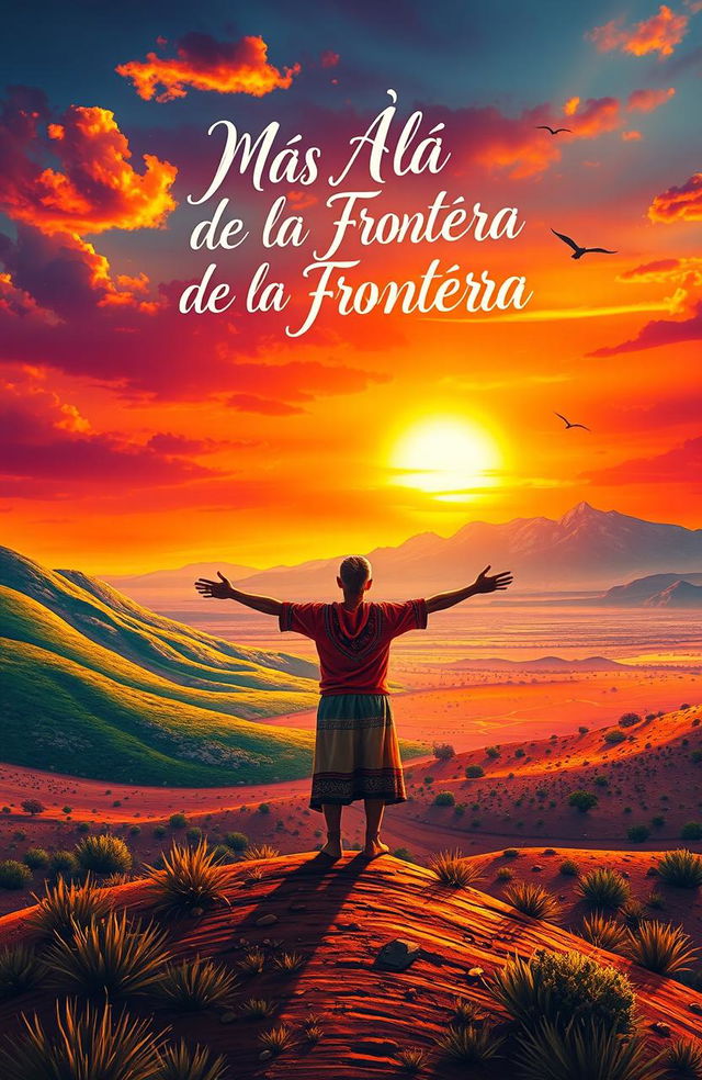 A vibrant and emotionally charged landscape depicting a vast borderland, where two worlds collide