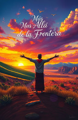 A vibrant and emotionally charged landscape depicting a vast borderland, where two worlds collide