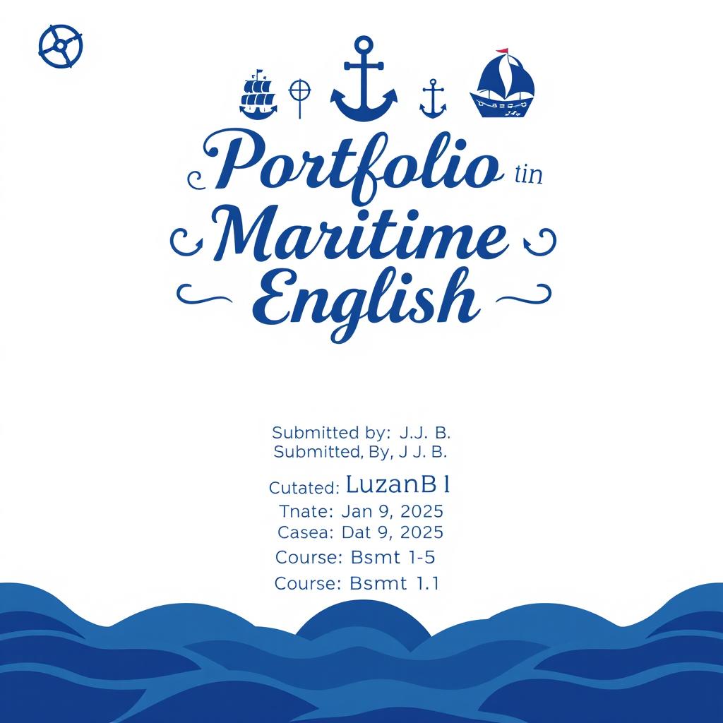 A visually appealing portfolio cover page design titled 'Portfolio in Maritime English'