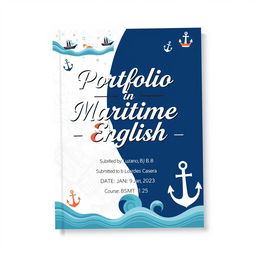 A visually appealing portfolio cover page design titled 'Portfolio in Maritime English'