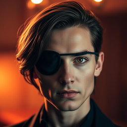 A captivating portrait of an individual wearing an eye patch, exuding confidence and mystery