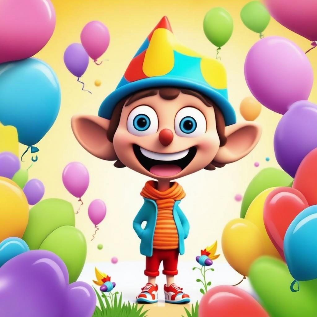 A whimsical vector illustration of a single elephant in a vibrant, animated style