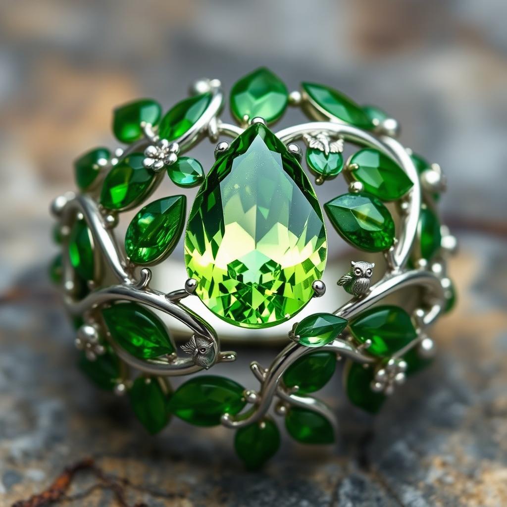 An intricate and enchanting ring design inspired by a mystical forest