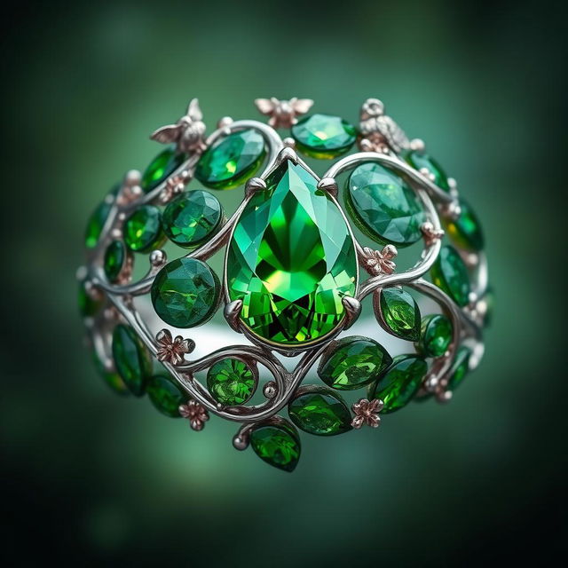 An intricate and enchanting ring design inspired by a mystical forest