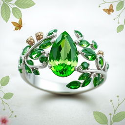 An intricate and enchanting ring design inspired by a mystical forest
