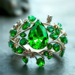 An intricate and enchanting ring design inspired by a mystical forest