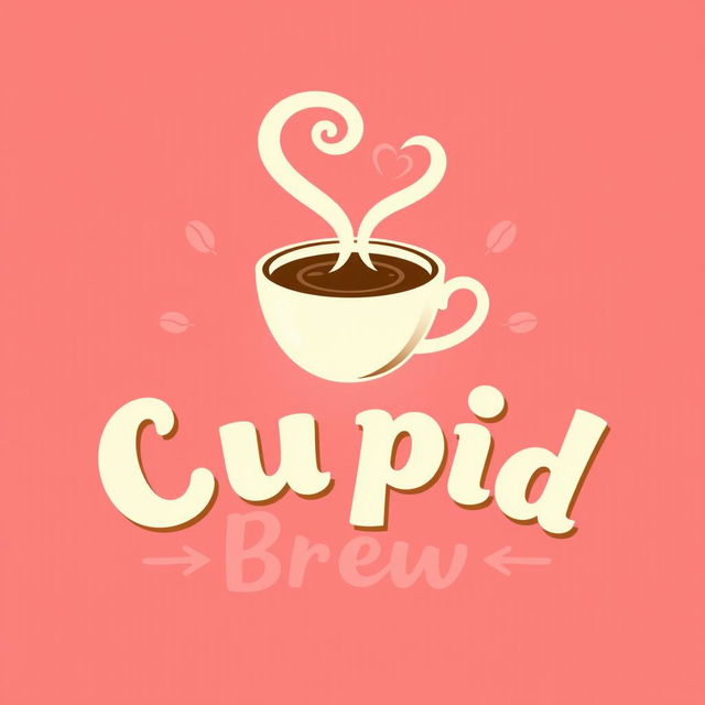 A stylish and modern coffee shop logo for 'Cupid Brew'