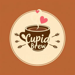 A stylish and modern coffee shop logo for 'Cupid Brew'