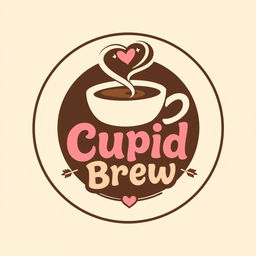 A stylish and modern coffee shop logo for 'Cupid Brew'
