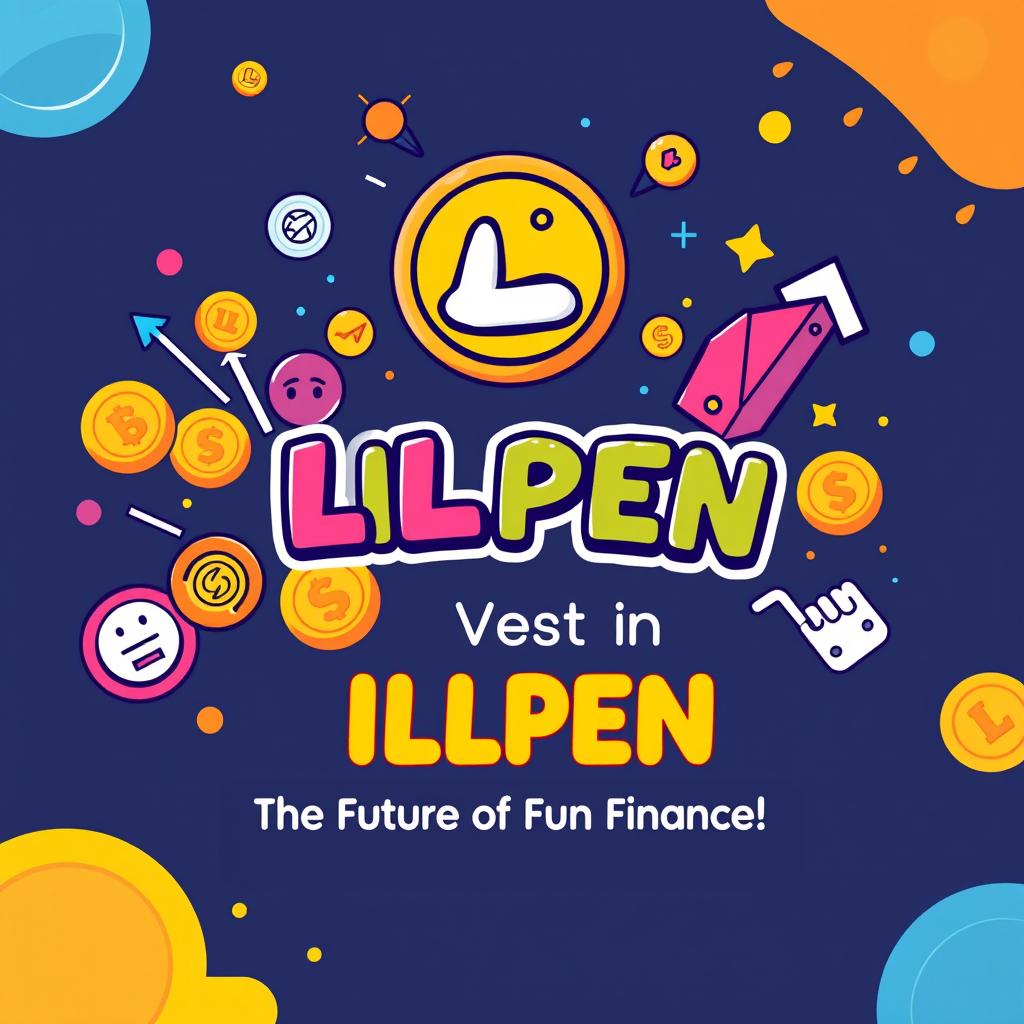 A vibrant and eye-catching banner designed for the promotion of a meme coin called LILPEN