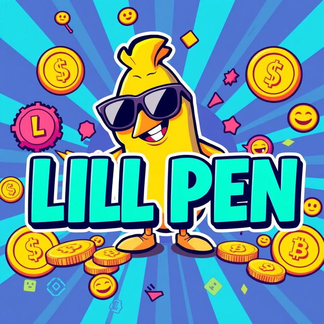 A vibrant and eye-catching banner for a meme coin called 'LIL PEN'