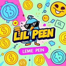 A vibrant and eye-catching banner for a meme coin called 'LIL PEN'