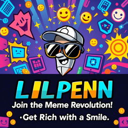A vibrant and eye-catching banner design for a meme coin called "LILPEN"