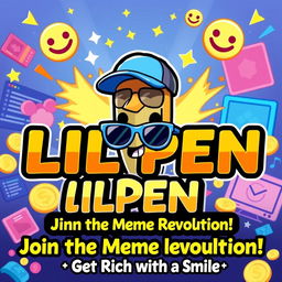 A vibrant and eye-catching banner design for a meme coin called "LILPEN"