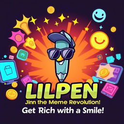 A vibrant and eye-catching banner design for a meme coin called "LILPEN"