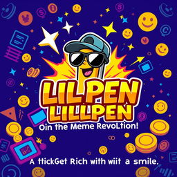 A vibrant and eye-catching banner design for a meme coin called "LILPEN"