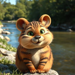 A whimsical fusion of a cat and a capybara, featuring a charming creature with a rounded body resembling a capybara and the playful facial features of a cat