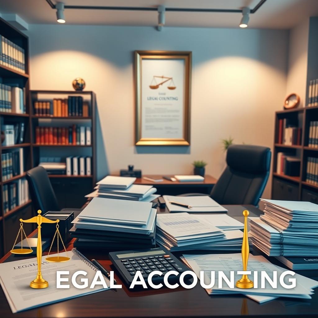 A professional and modern Facebook cover image depicting the world of legal accounting