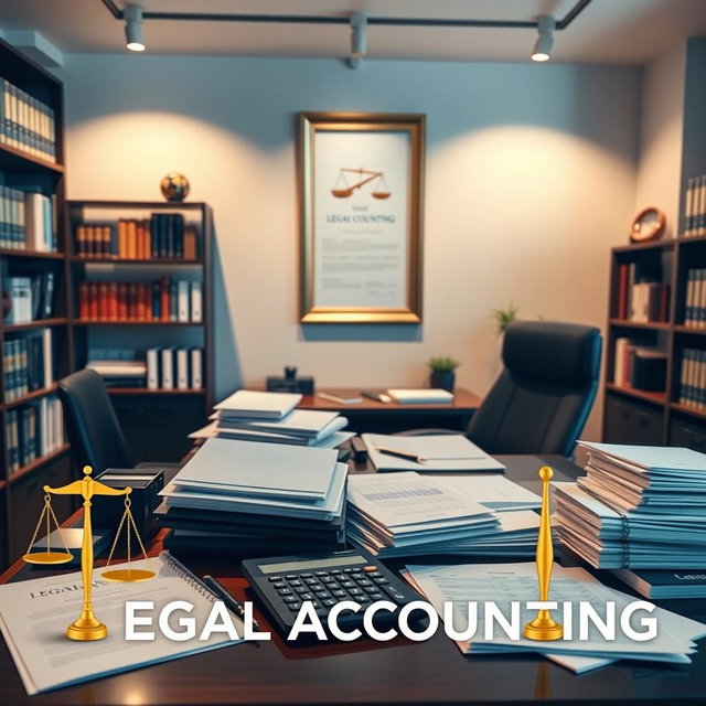 A professional and modern Facebook cover image depicting the world of legal accounting