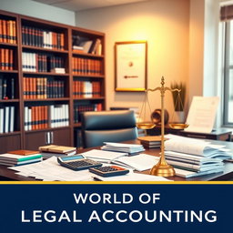 A professional and modern Facebook cover image depicting the world of legal accounting