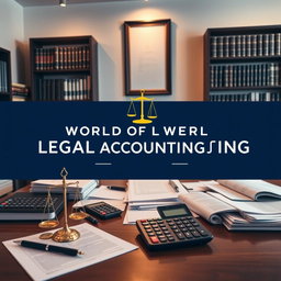 A professional and modern Facebook cover image depicting the world of legal accounting