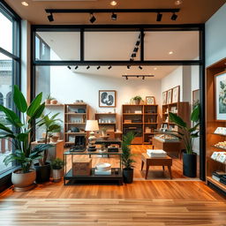 A beautifully designed storefront showcasing modern and elegant decor with a warm and inviting atmosphere