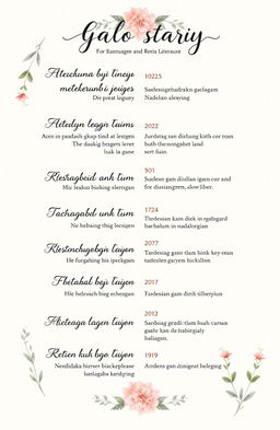 A beautifully designed social media glossary for language and literature, featuring Indonesian terms and their meanings in an elegant, visually appealing layout