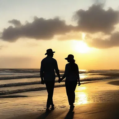 As the sun set, they walked hand in hand along the acetylenic-lit beach, creating a romantic and magical atmosphere.