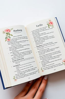 Sebuah buku glosarium yang estetis, berisi istilah-istilah bahasa dan sastra, ditampilkan di platform media sosial