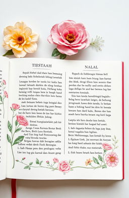 Sebuah buku glosarium yang estetis, berisi istilah-istilah bahasa dan sastra, ditampilkan di platform media sosial