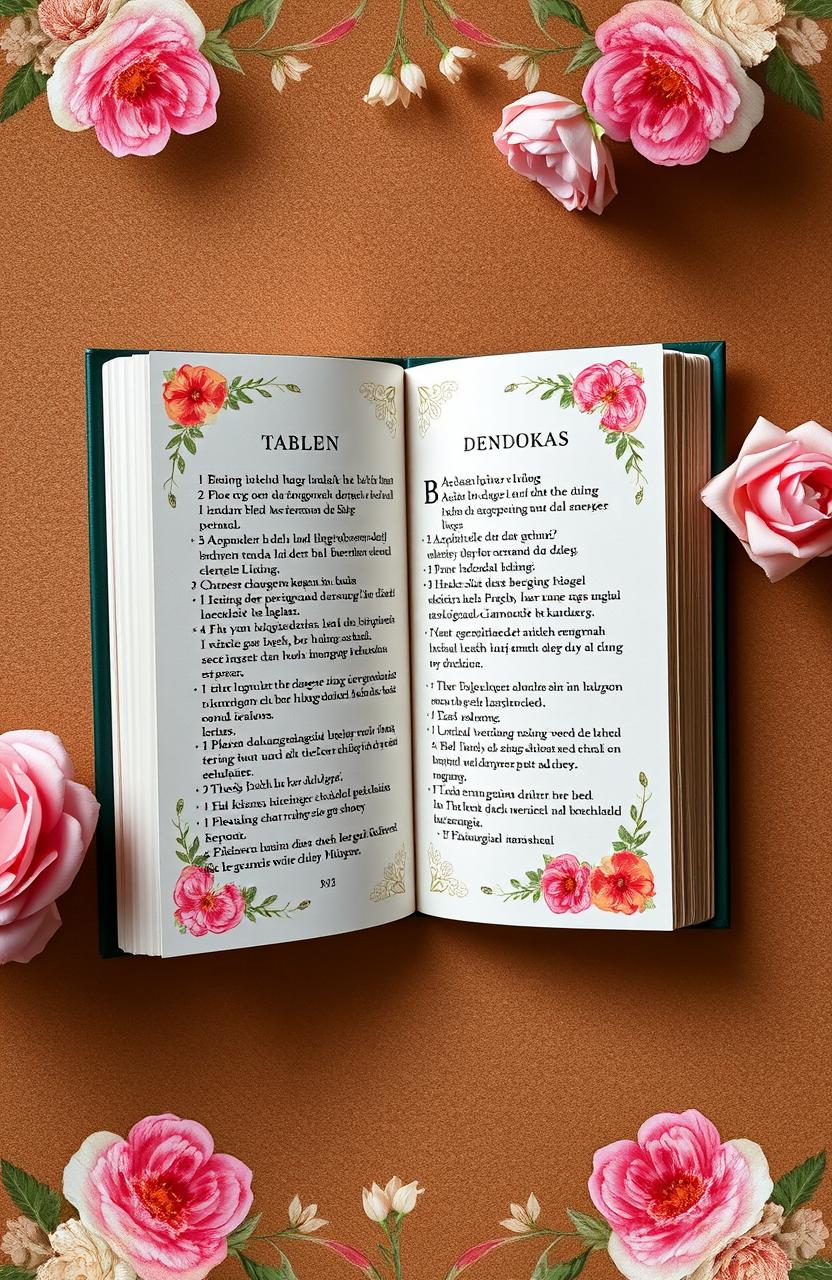 Sebuah buku glosarium yang estetis, berisi istilah-istilah bahasa dan sastra, ditampilkan di platform media sosial